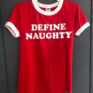 PINK Red top, Define Naughty